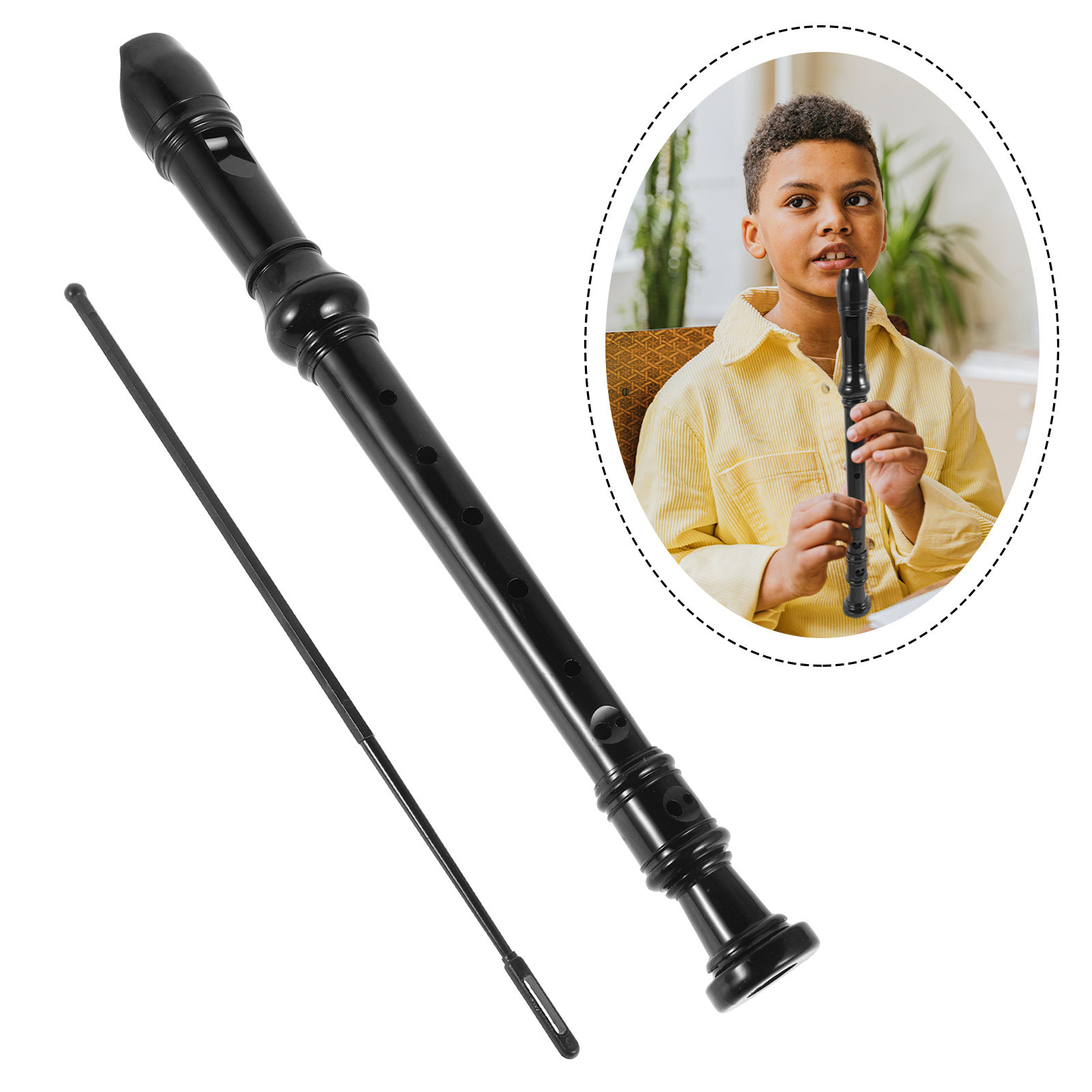 Soprano Recorder Plastic - 8 Hole Black Transparent ABS Soprano