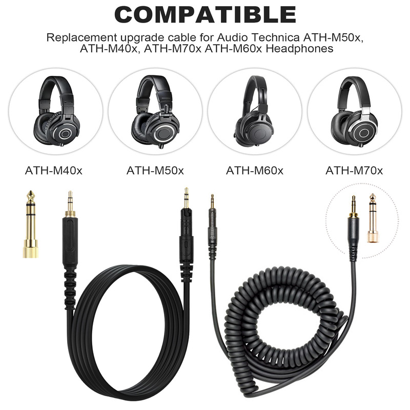 Coiled Audio Cable Replacement - Audio Technica Headphone Ath-M50X ulasan dan harga